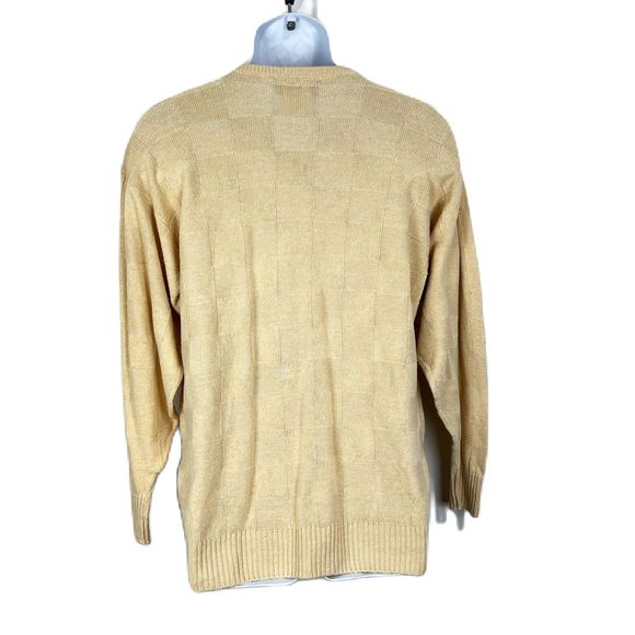 Clan Douglas Sweater Men Large Linen Silk Blend Yellow Check Scotland Pullover - Picture 2 of 15